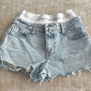 Alexander Wang Distressed Light Blue Jean Shorts